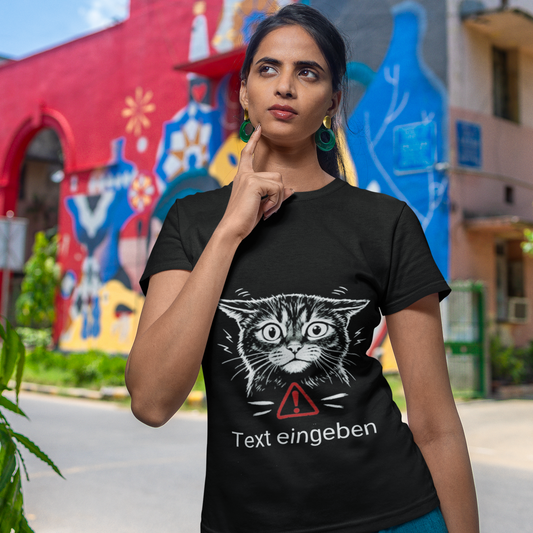 Vorsicht Bissig Personalisiertes Katzen-Shirt