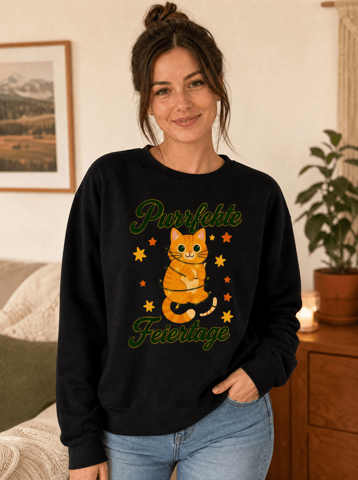 Purrfekte Feiertage Sweatshirt – Weihnachts-Sweatshirt für Katzenliebhaber von Mr.Fluffel